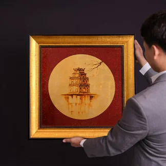 banner tranh sơn mài hồ gươm biểu tượng việt nam 600