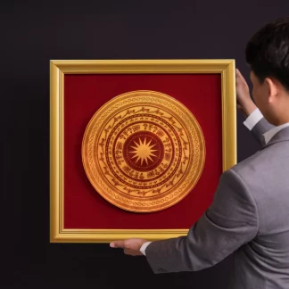 banner tranh sơn mài trống đồng 600