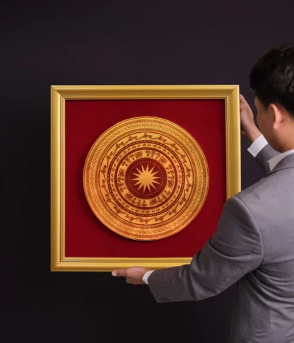 banner tranh sơn mài trống đồng 600