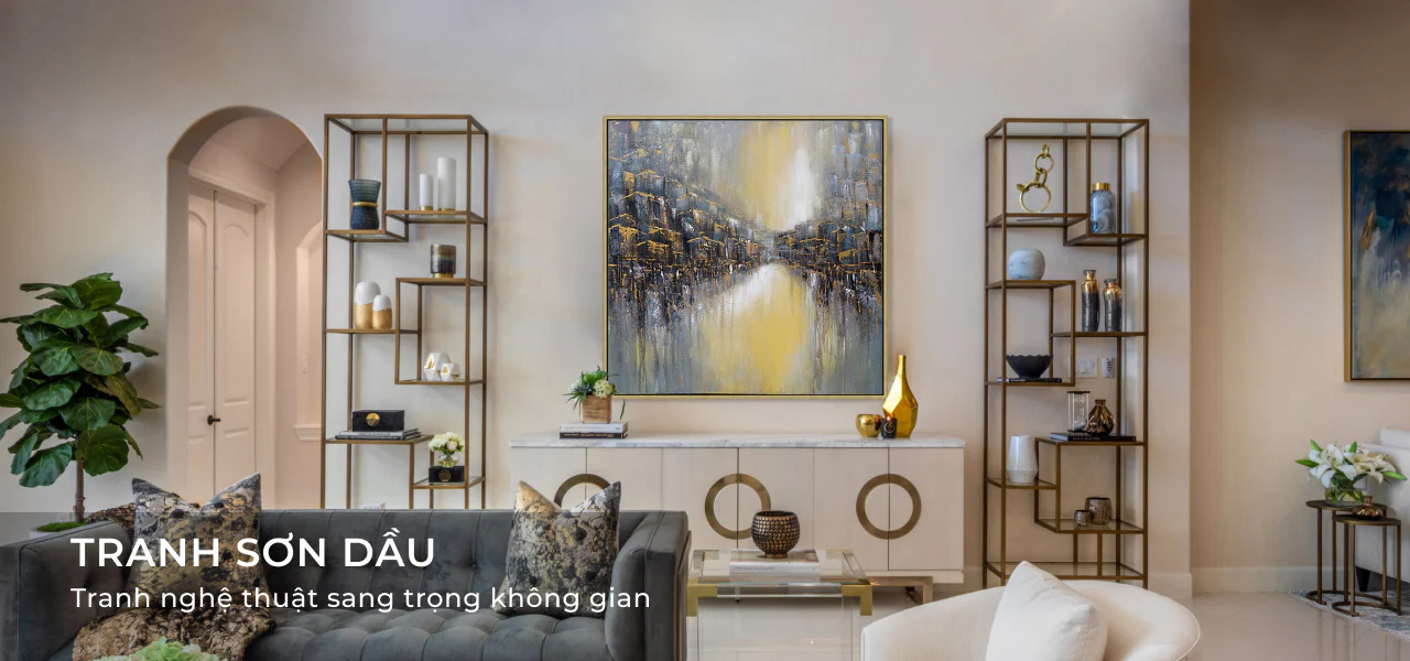 tranh sơn dầu phòng khách cao cấp