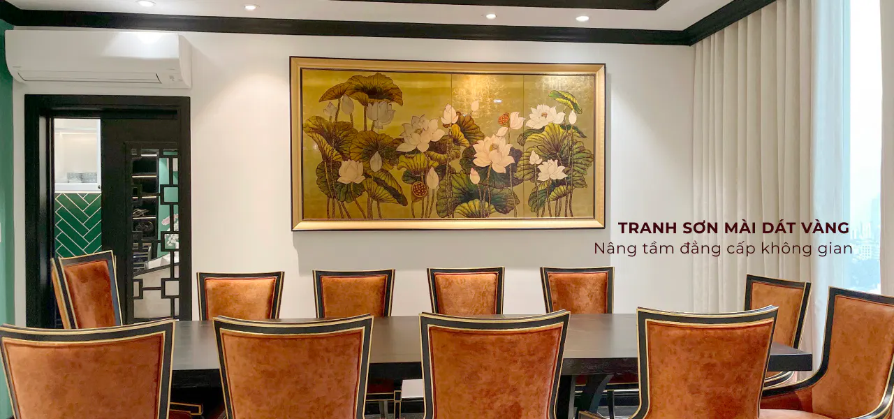 tranh sơn mài dát vàng cao cấp treo phòng khách
