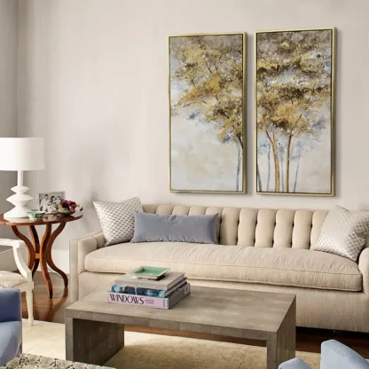 Bộ 2 tranh Vũ khúc Rừng Vàng - Tranh mixed media - Hình ảnh 2