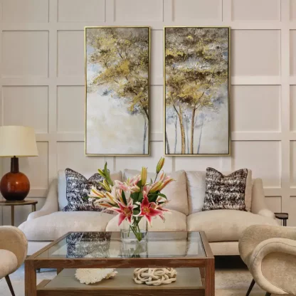 bộ sưu tập tranh ánh kim phòng khách