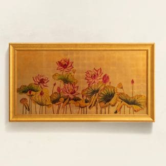 hồng liên hoa tranh sơn mài dát vàng 1