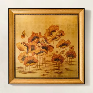 sen nhu y tranh sơn mài dát vàng
