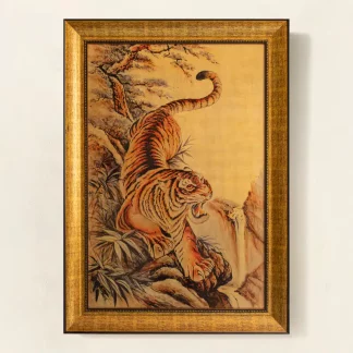 tranh Mảnh hổ hạ sơn sơn mài dát vàng 60x90 1
