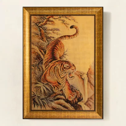 tranh Mảnh hổ hạ sơn sơn mài dát vàng 60x90 1