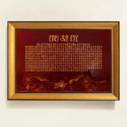 tranh chú đại bi sơn mài phòng thờ đỏ 2