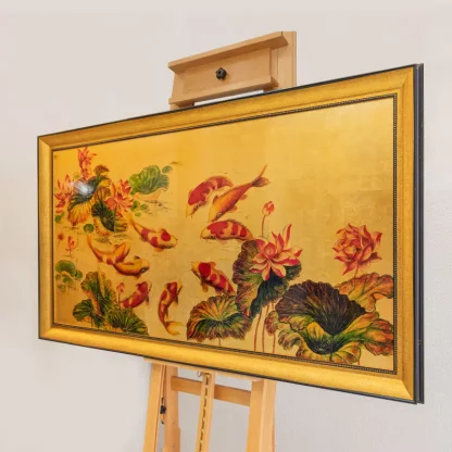 tranh cửu ngư quần hội 80x160 khối