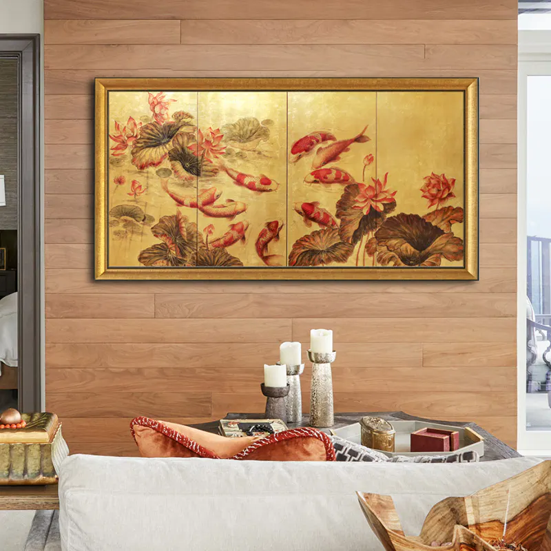 tranh cửu ngư quần hội treo phòng giám đốc