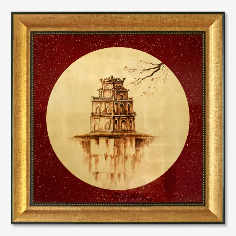 tranh hồ gươm quà tặng sơn mài cao cấp 50x50