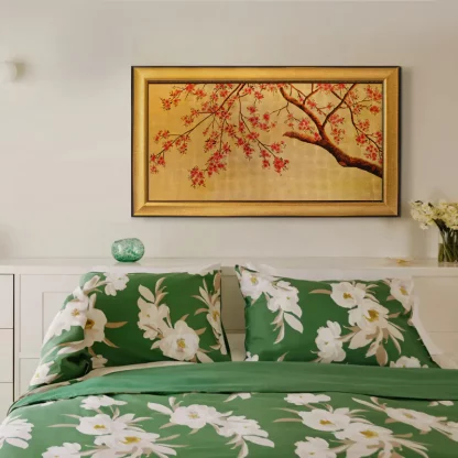 tranh hoa đào phú quý sơn mài dát vàng 6