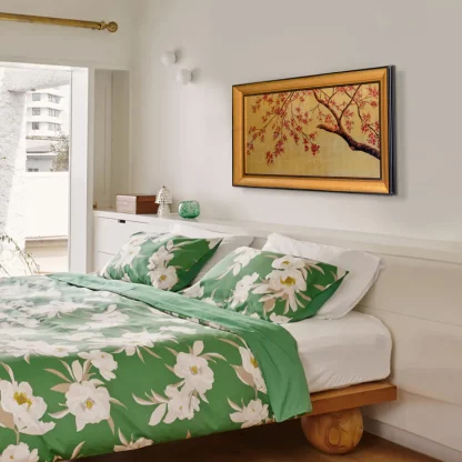 tranh hoa đào phú quý sơn mài dát vàng 8