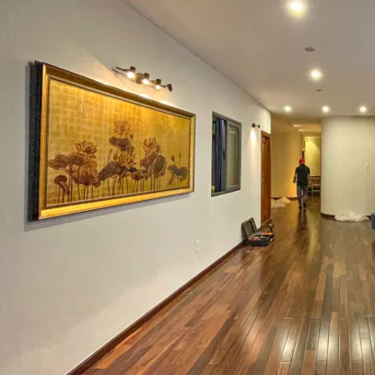 tranh hoa sen phú quý sơn mài dát vàng 2