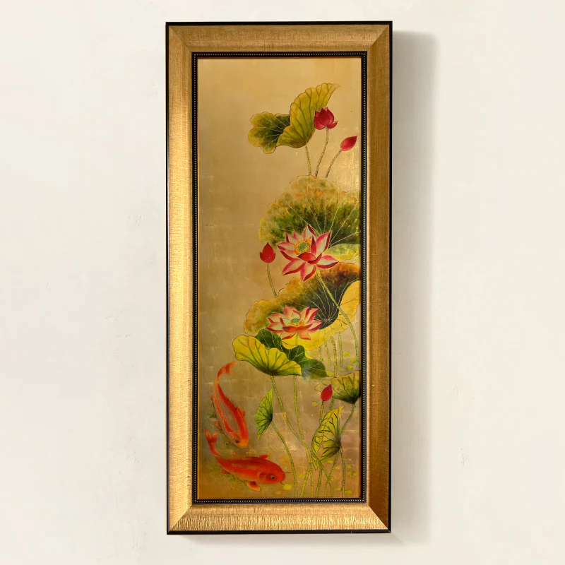 tranh hữu liên ngư sơn mài phòng thờ 1