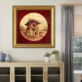 Tranh Khuê Văn Các - Sơn mài dát vàng