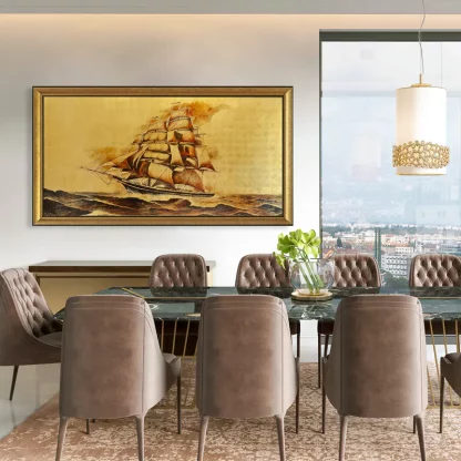 tranh phòng họp giám đốc thuận buồm xuôi gió sơn mài cao cấp