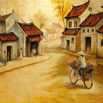 tranh sơn mài phố cổ hà nội
