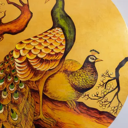tranh tròn khổng tước hòa viên sơn mài 3