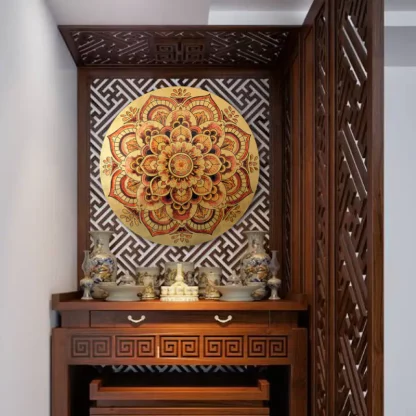 tranh tròn sala mạn đà la phòng thờ