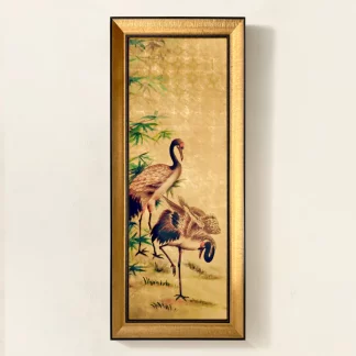 tranh trúc hạc bách niên 45x120 sơn mài 2