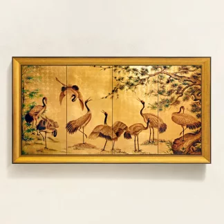 tranh tùng hạc diên niên tranh sơn mài