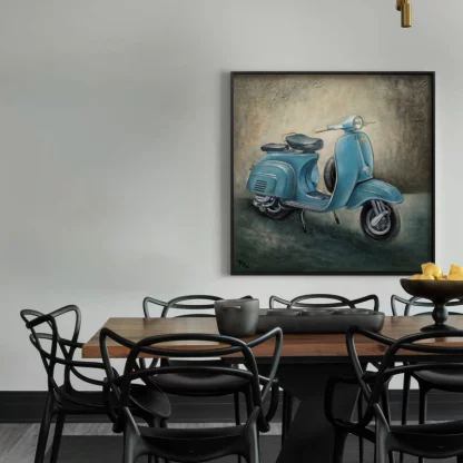 tranh vespa sơn dầu phòng ăn