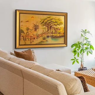 Tranh Vinh Quy Bái Tổ -  Sơn mài dát vàng