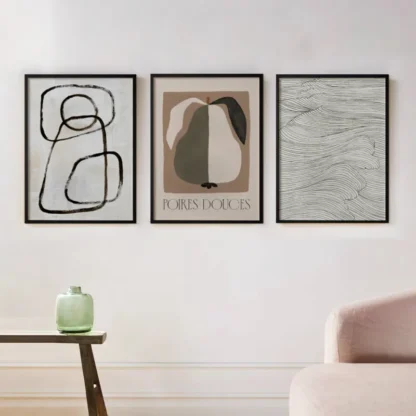 Neutrl Style - Bộ 3 tranh khung kính đơn giản