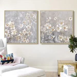 Spring 1 - Tranh sơn dầu hoa mai nhuỵ nhũ vàng 7