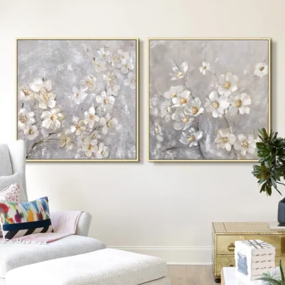Spring 1 - Tranh sơn dầu hoa mai nhuỵ nhũ vàng 7