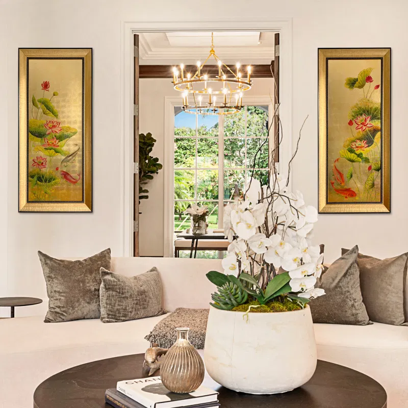 Bộ 2 tranh sơn mài trang trí phòng thờ Liên Ngư - Ảnh 3