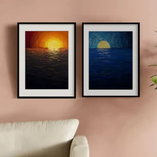 Sunset n sunrist - Tranh hiện đại khung kính