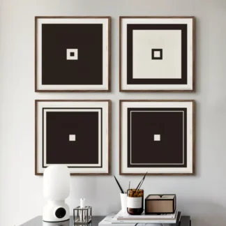 Basic squares - Bộ 4 Tranh khung kính hình học