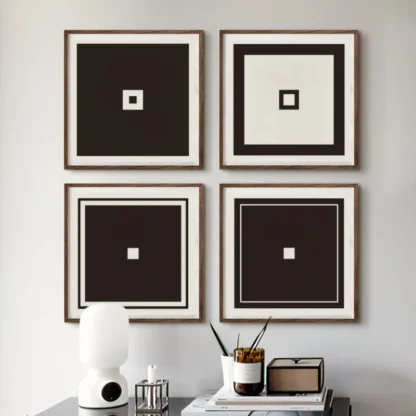 Basic squares - Bộ 4 Tranh khung kính hình học