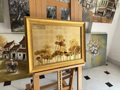 Tranh Sen Đại Phúc - Sơn mài dát vàng - Ảnh 5