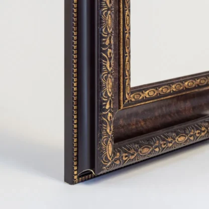 phào khung tranh vic nâu viền vàng bản 8.5cm góc
