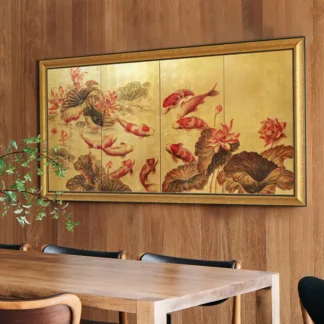 Tranh Cửu Ngư Quần Hội - Sơn mài dát vàng (bộ ghép)