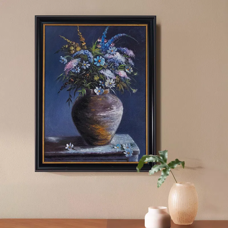 tranh sơn dầu bình hoa cổ điển sang trọng