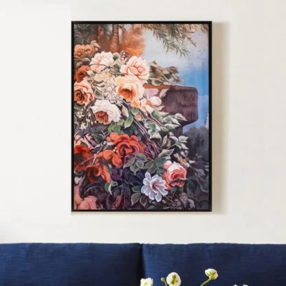 tranh sơn dầu bụi hoa hong 2