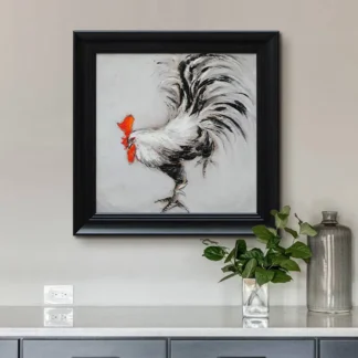 tranh sơn dầu gà trống hiện đại