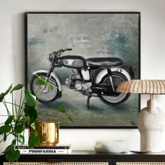 tranh xe honda 67 sáng tác sơn dầu phòng khách