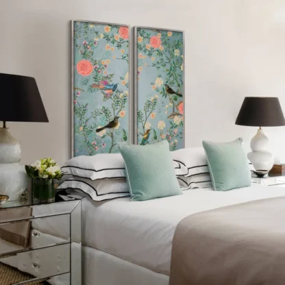 Bộ 2 tranh indochine Khúc hoa mẫu đơn 2 3