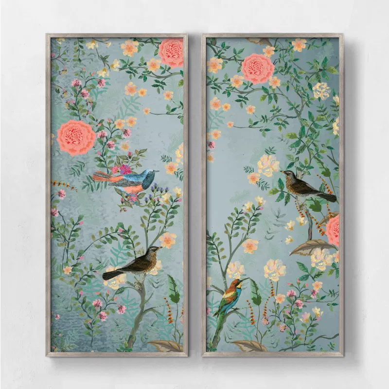 Bộ 2 tranh indochine Khúc hoa mẫu đơn 2 - Peony Serenade 2