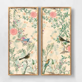Bộ 2 tranh indochine Khúc hoa mẫu đơn - Peony Serenade