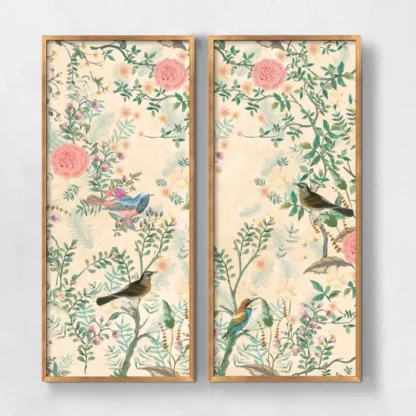Bộ 2 tranh indochine Khúc hoa mẫu đơn - Peony Serenade
