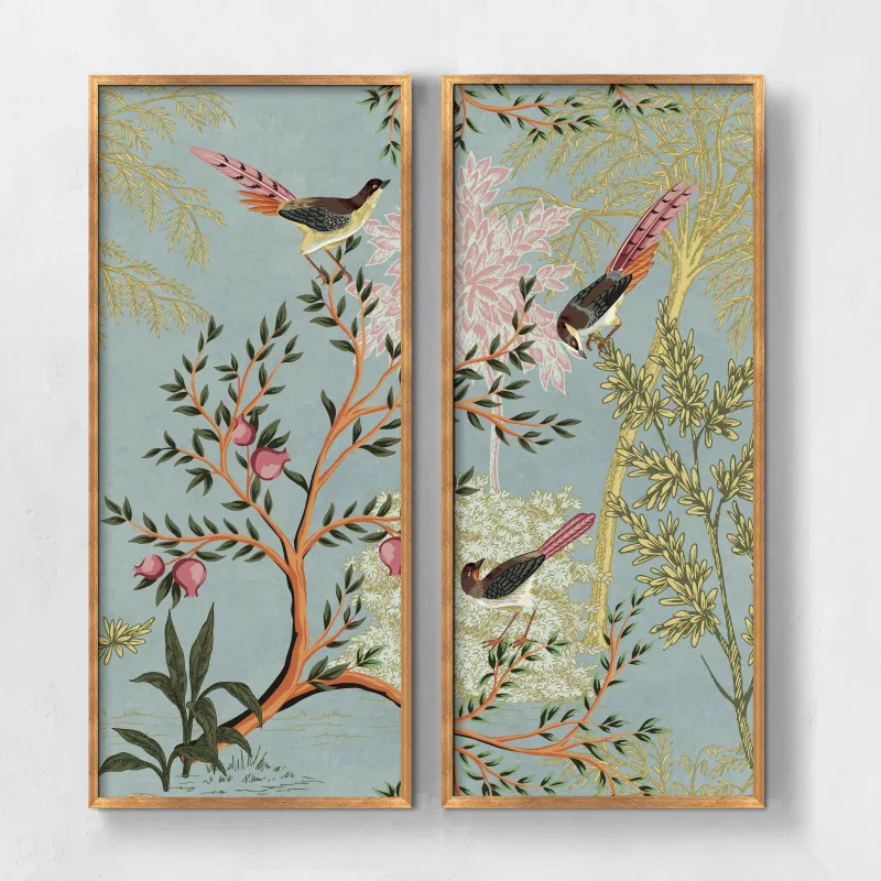 Bộ 2 tranh indochine Vườn lựu thơ mộng - Pomegranate Garden