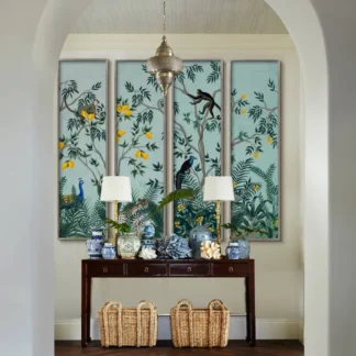 Bộ 4 tranh indochine Rừng nhiệt đới xanh 3