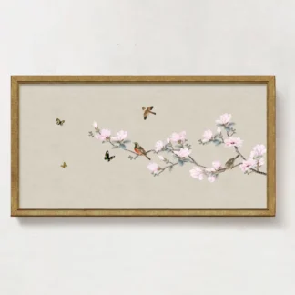 Tranh indochine Hoa đào bên cửa - Whispers of Spring
