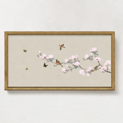 Tranh indochine Hoa đào bên cửa - Whispers of Spring